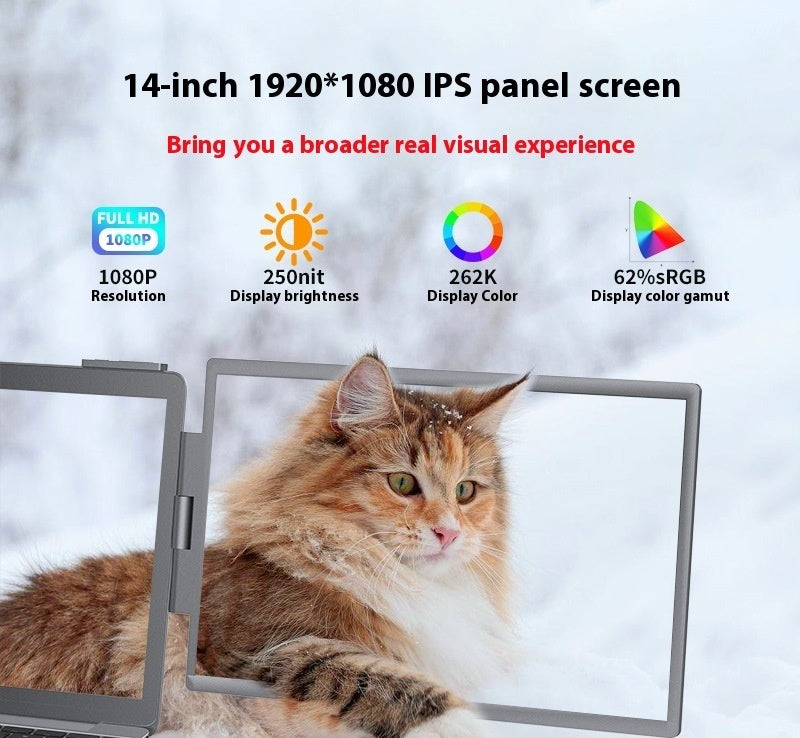 Moniteur portable double écran 14 pouces pour ordinateur portable avec écran d'extension externe mural