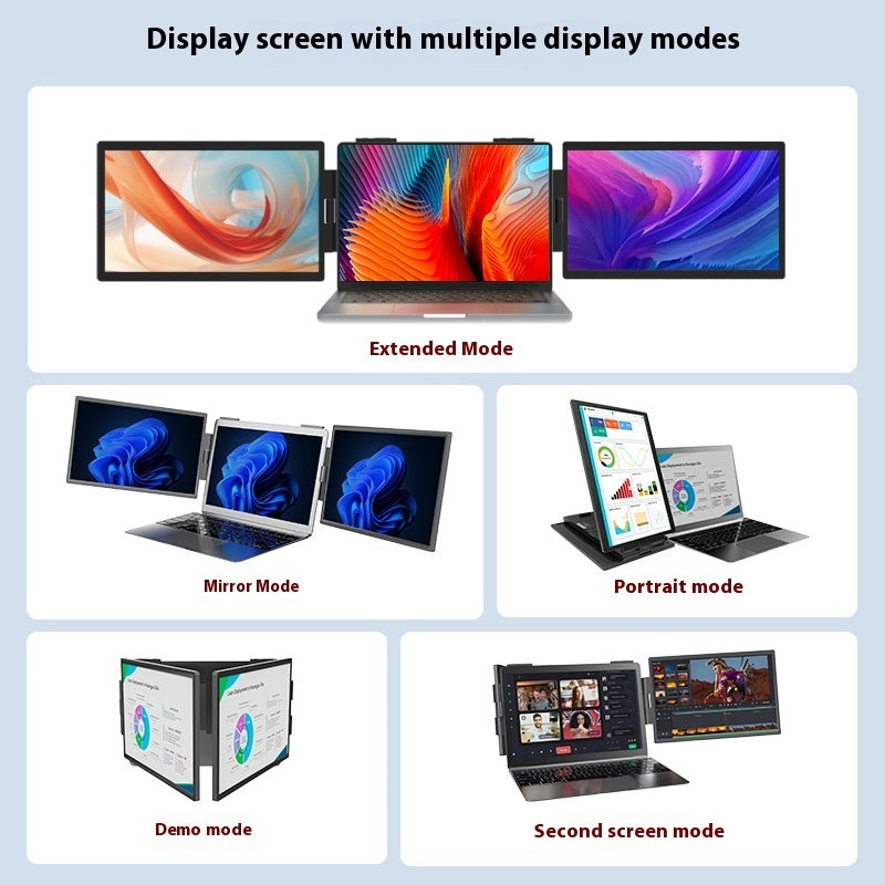 Moniteur portable double écran 14 pouces pour ordinateur portable avec écran d'extension externe mural