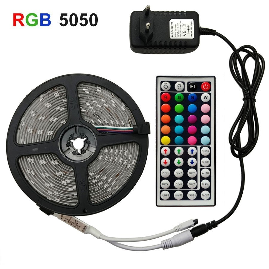 RGB LED Strip Light 5050 - Waterproof, Multicolor, 10m & 5m Rolls, for Indoor/Outdoor Use